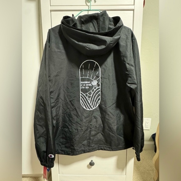NWT Champion x UC Irvine Dragon Boat Custom Black Windbreaker Jacket | Size S - Picture 2 of 7
